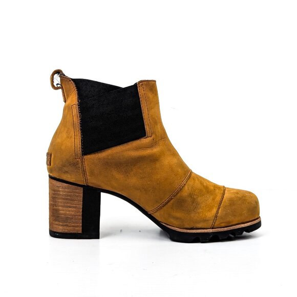 Sorel Women Addington Wheat Nubuck Heel Chelsea Ankle Boots sz 9 - Picture 3 of 7